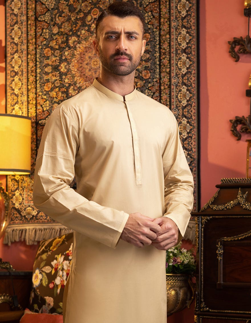 BEIGE COTTON KURTA | JJK-S-34140