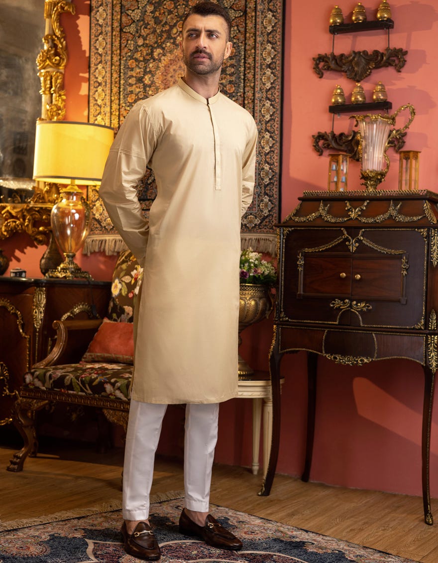 BEIGE COTTON KURTA | JJK-S-34140