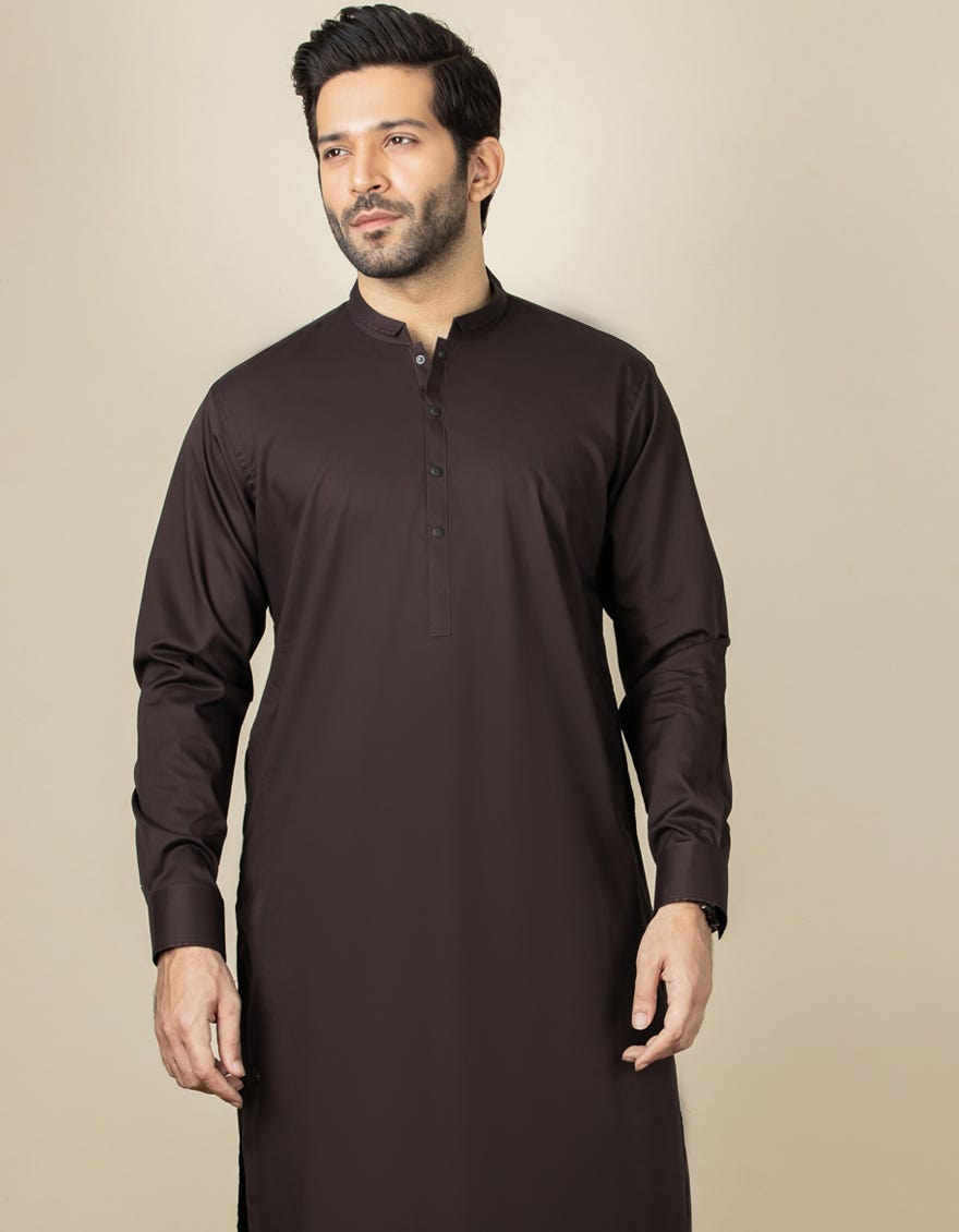 CHOCOLATE BROWN COTTON KAMEEZ SHALWAR | JJKS-S-34144