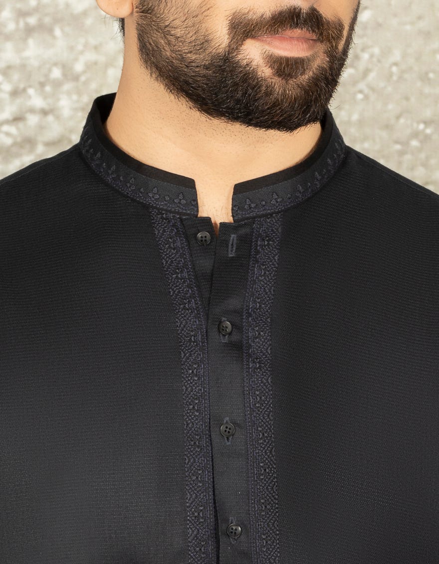 CHARCOAL GREY BLENDED KURTA | JJK-S-34151