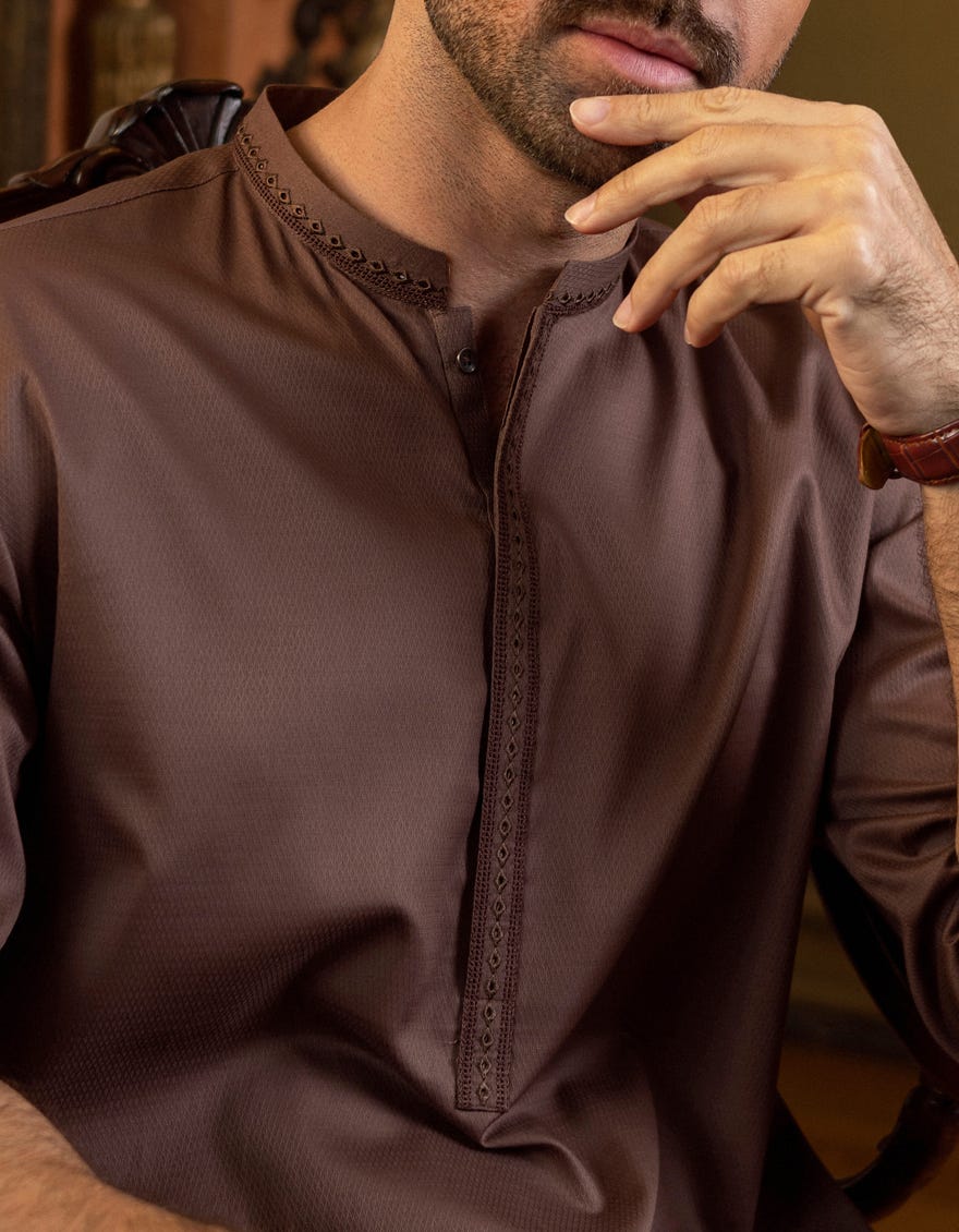 BROWN COTTON KURTA | JJK-S-34153