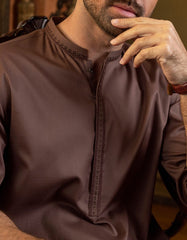 BROWN COTTON KURTA | JJK-S-34153