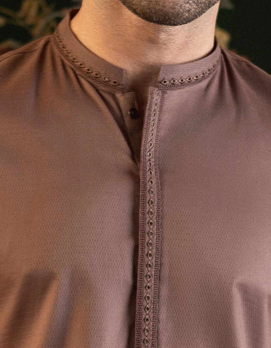 BROWN COTTON KURTA | JJK-S-34153