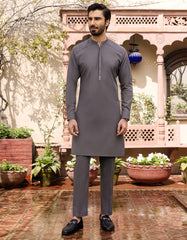 GREY CVC KURTA PAJAMA | JJKP-S-34167