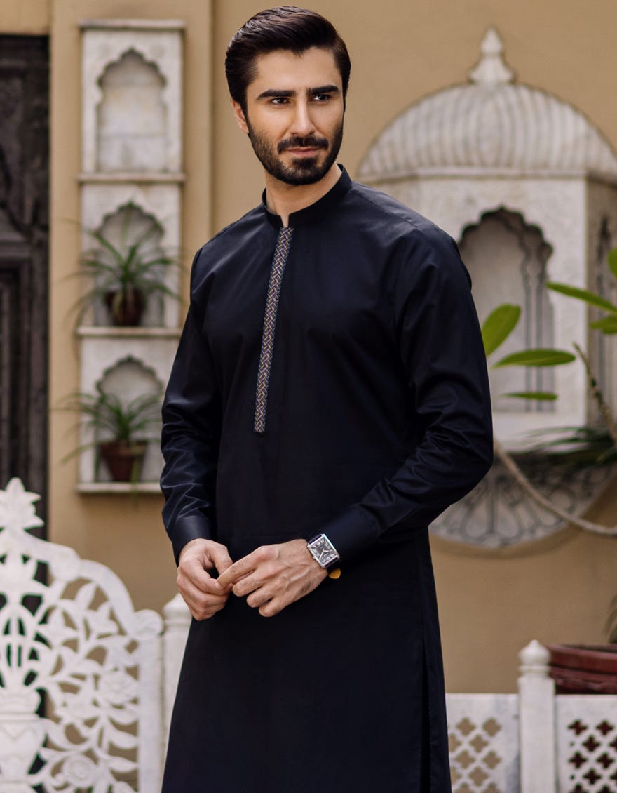 BLACK COTTON KAMEEZ SHALWAR | JJKS-S-34172