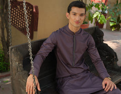 DEEP PURPLE COTTON KAMEEZ SHALWAR | JJKS-S-34173