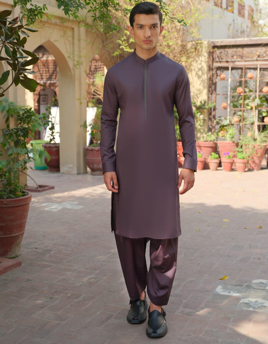 DEEP PURPLE COTTON KAMEEZ SHALWAR | JJKS-S-34173