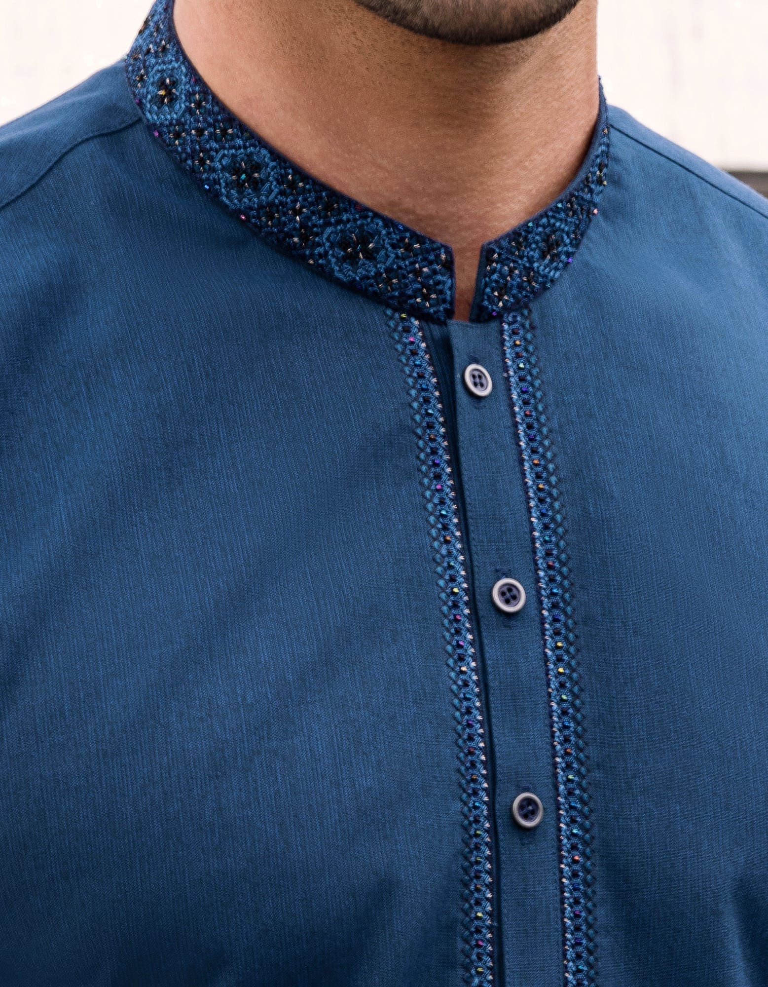 DARK TEAL BLENDED KURTA | JJK-S-34174