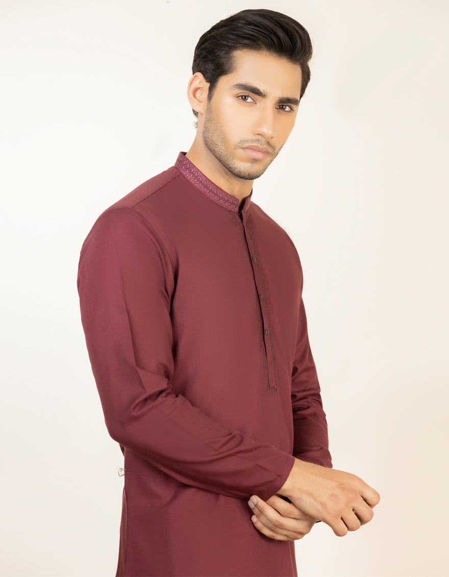 PLUM BLENDED KURTA | JJK-S-34182