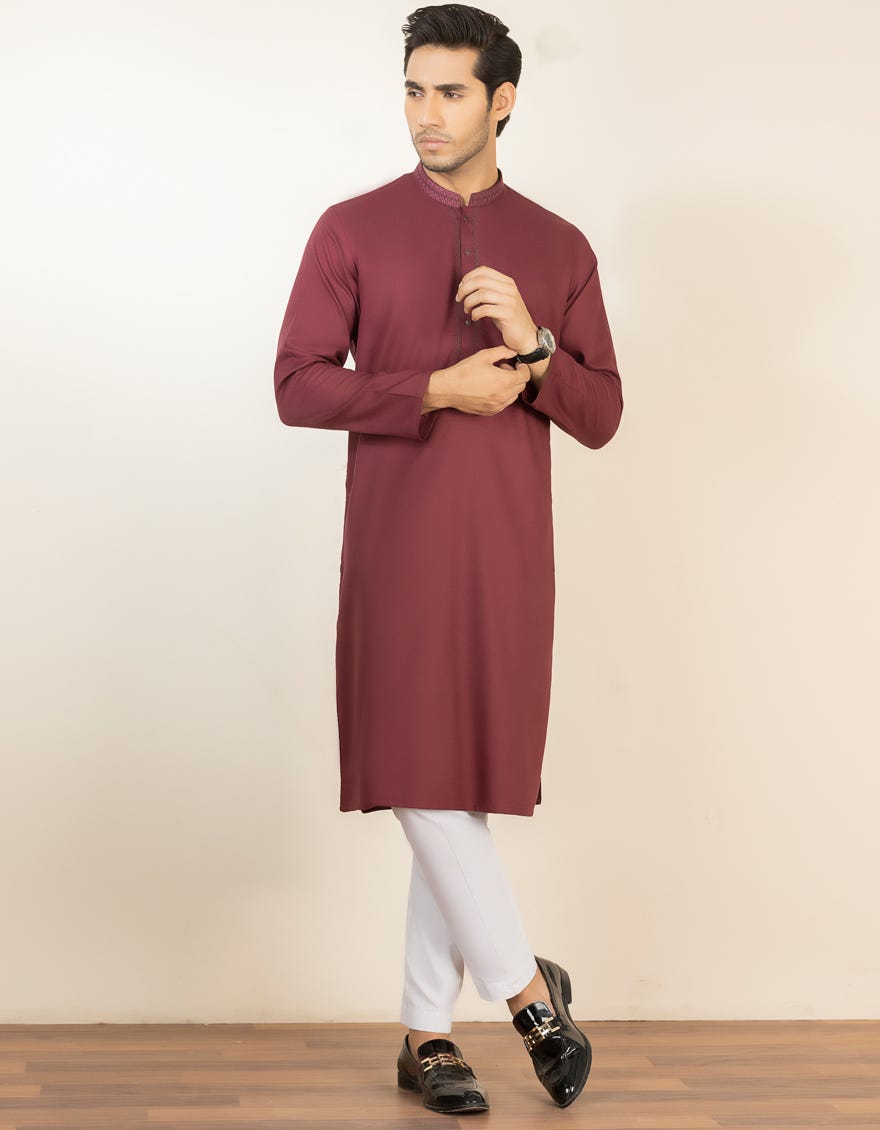 PLUM BLENDED KURTA | JJK-S-34182