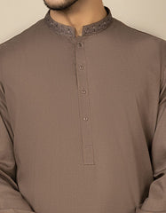 BROWN POLYESTER VISCOSE KAMEEZ SHALWAR | JJKS-S-34189