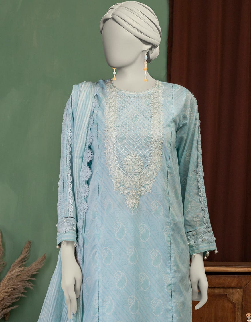 BLUE LAWN EMBROIDERED UNSTITCHED 3PC