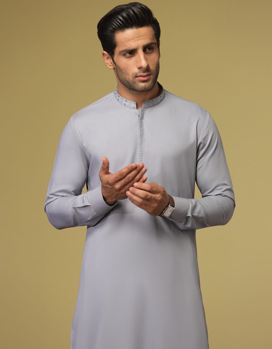 GREY BLENDED KAMEEZ SHALWAR | JJKS-S-34193