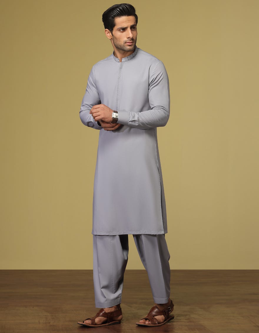 GREY BLENDED KAMEEZ SHALWAR | JJKS-S-34193