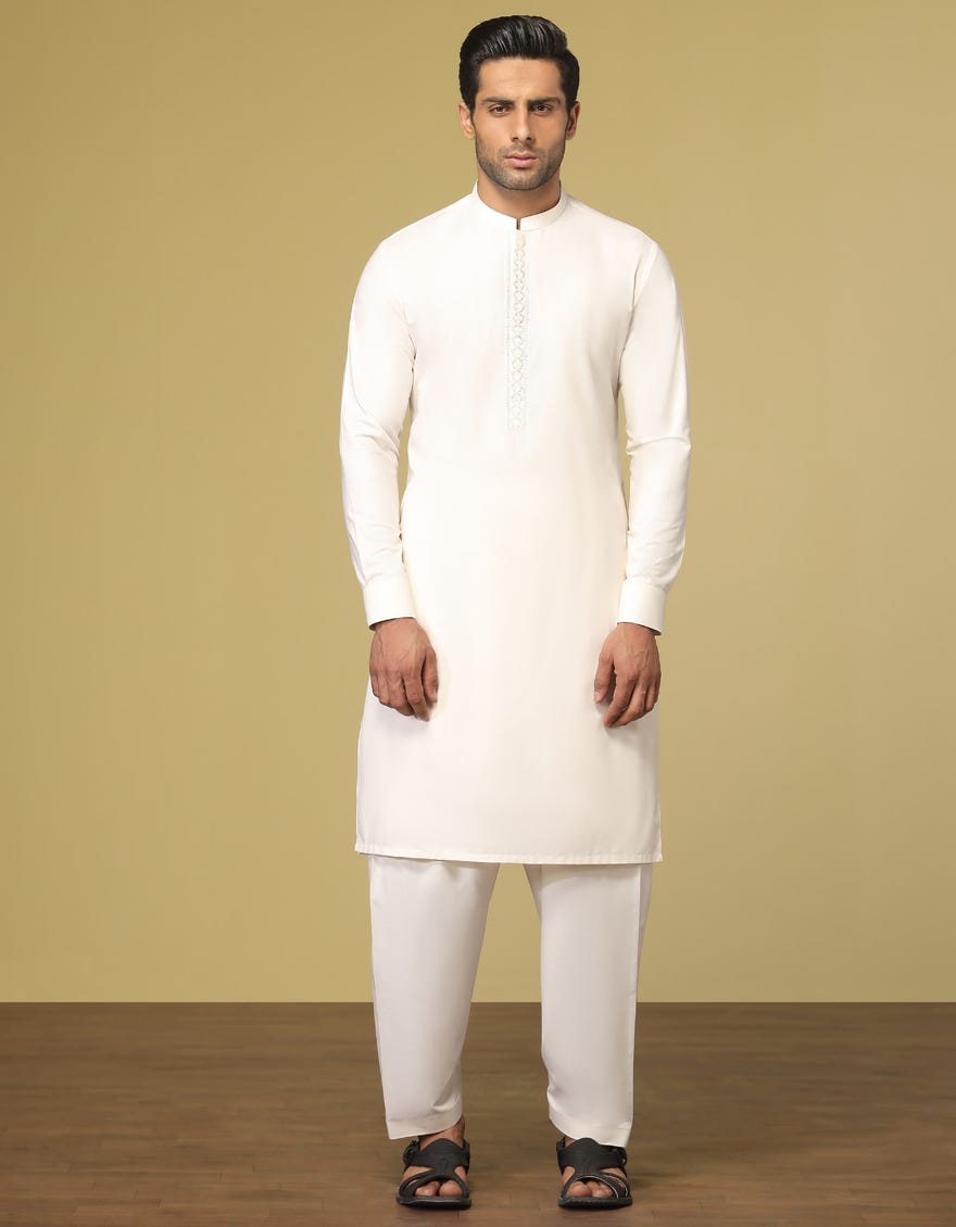 IVORY BLENDED KAMEEZ SHALWAR | JJKS-S-34196