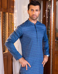 BLUE COTTON KURTA | JJK-S-34199