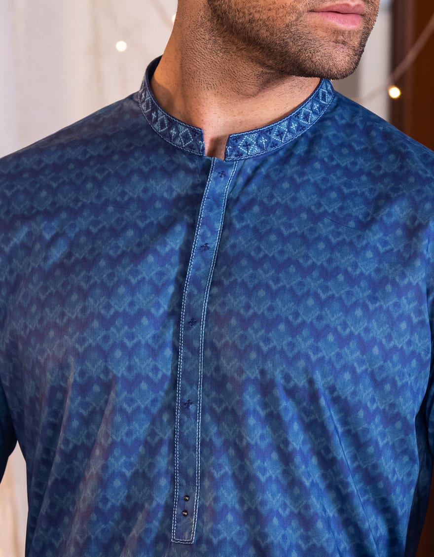 BLUE COTTON KURTA | JJK-S-34199