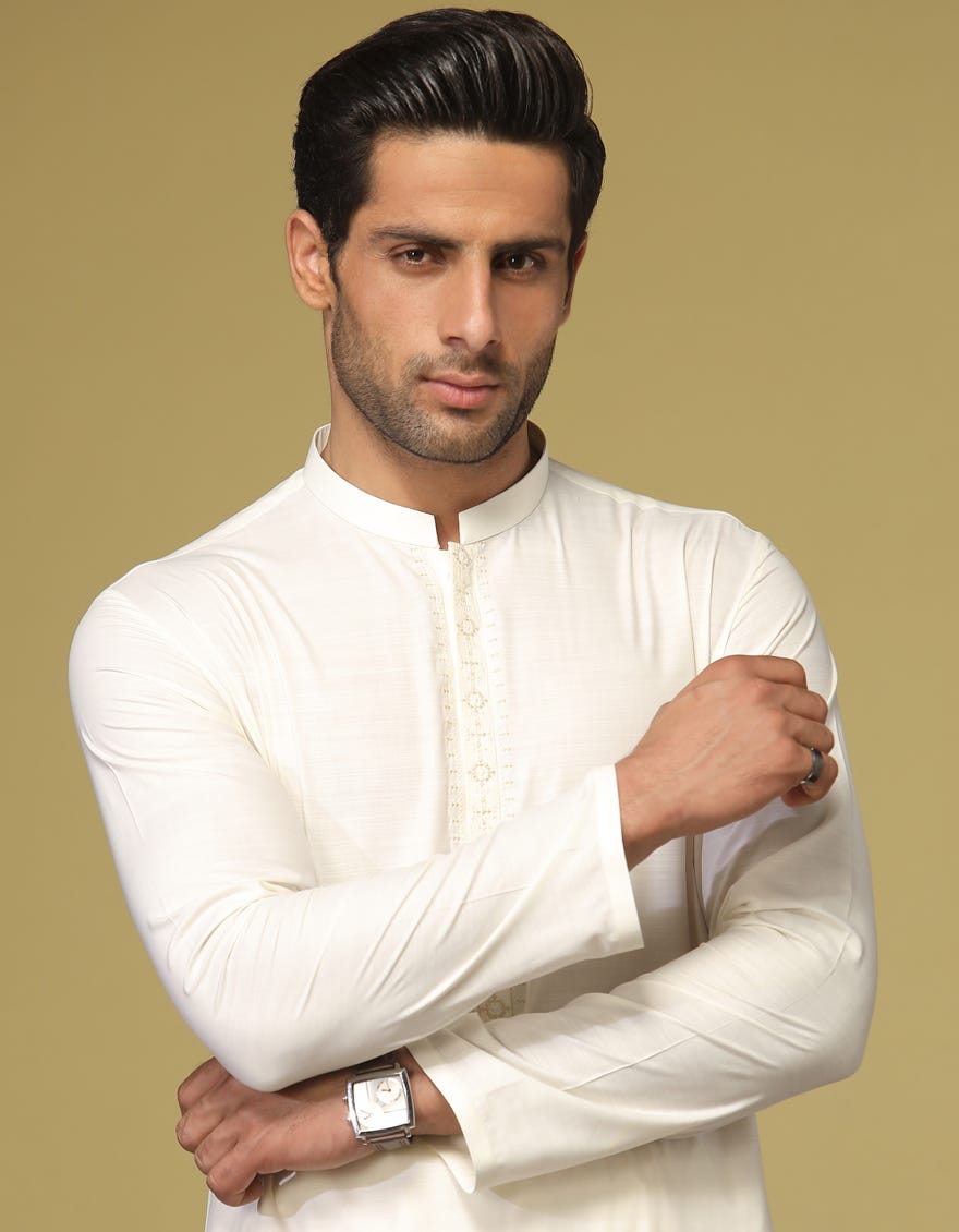 CREAM BLENDED KAMEEZ SHALWAR | JJKS-S-34202