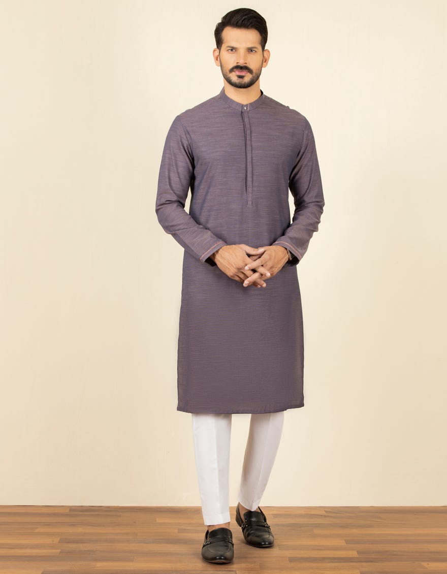 DULL PURPLE COTTON KURTA | JJK-S-34207