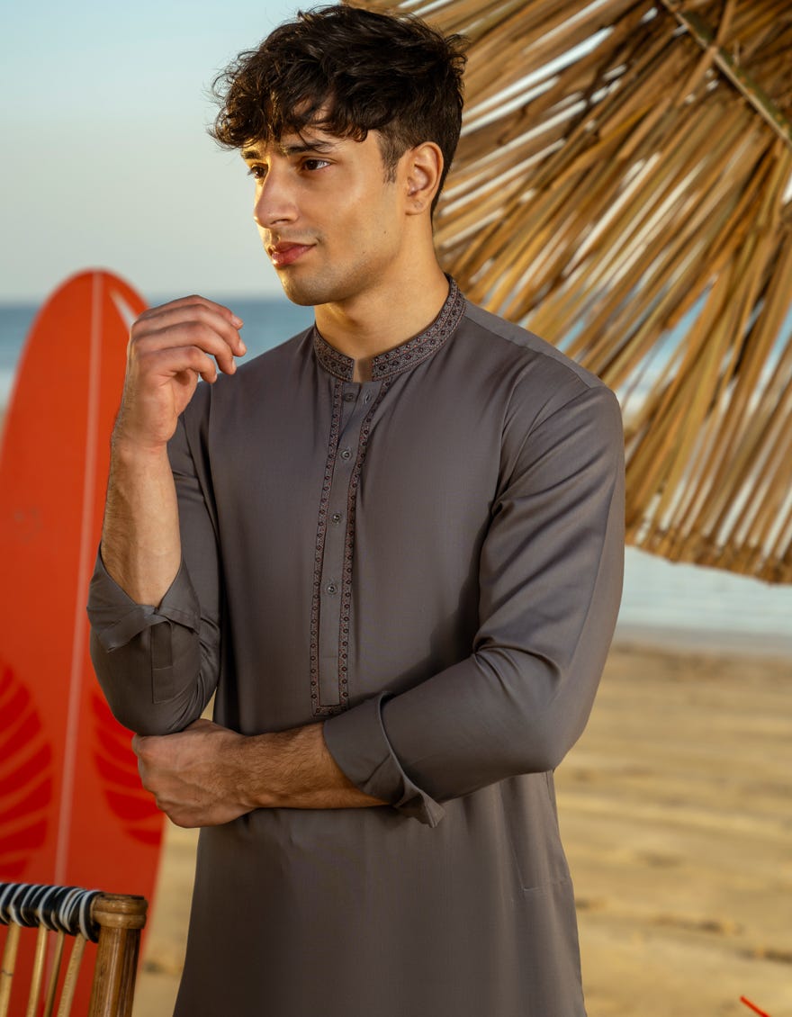 GREY BLENDED KAMEEZ SHALWAR | JTKS-A-34968