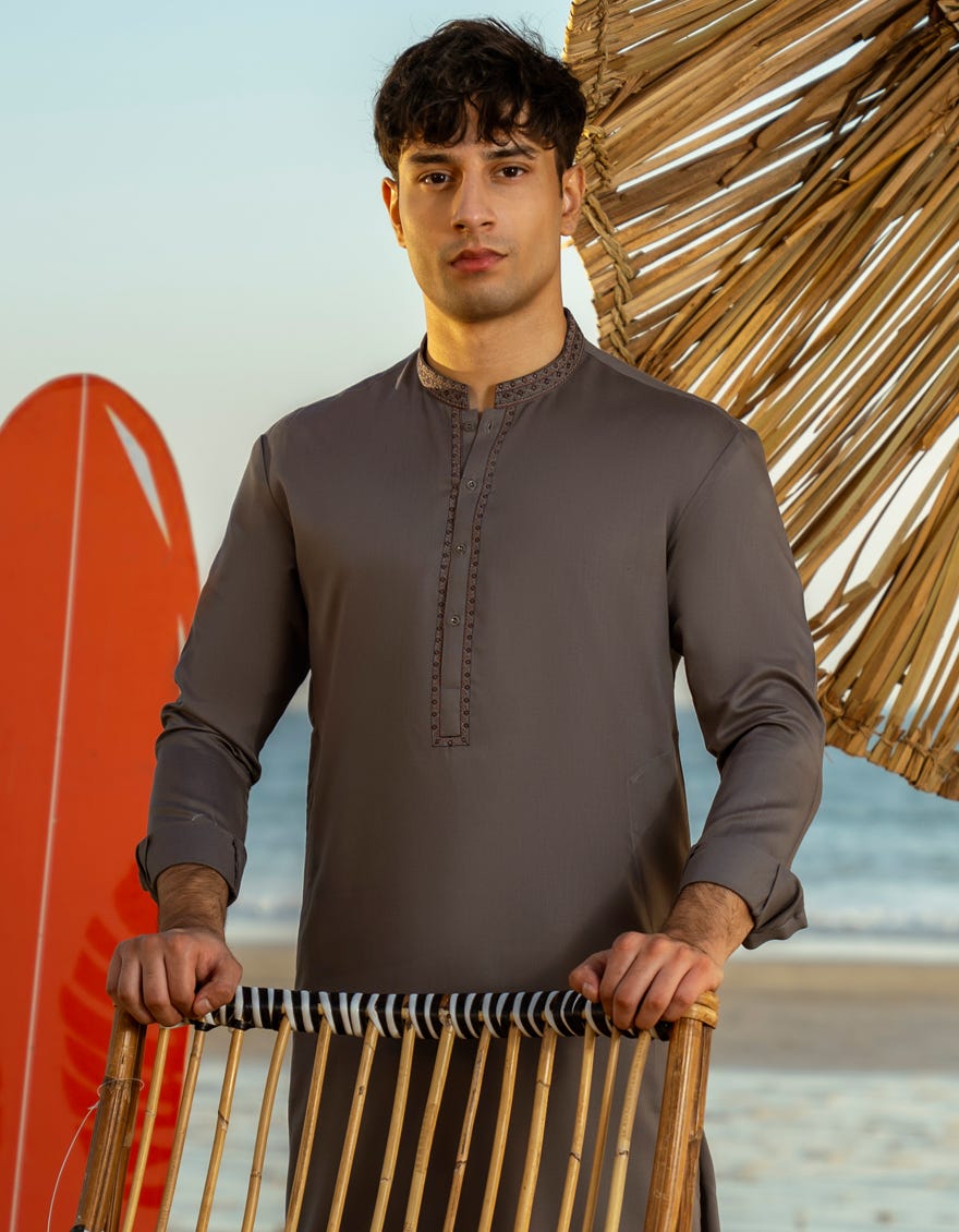 GREY BLENDED KAMEEZ SHALWAR | JTKS-A-34968