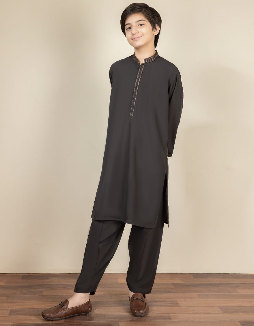 DEEP OLIVE SPUN KAMEEZ SHALWAR | JCKS-S-35839