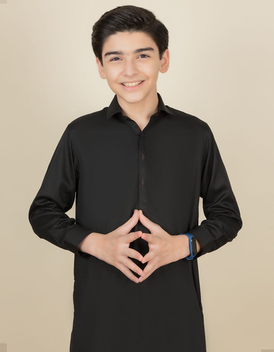 BLACK BLENDED KAMEEZ SHALWAR | JCKS-S-35842-R1-AP