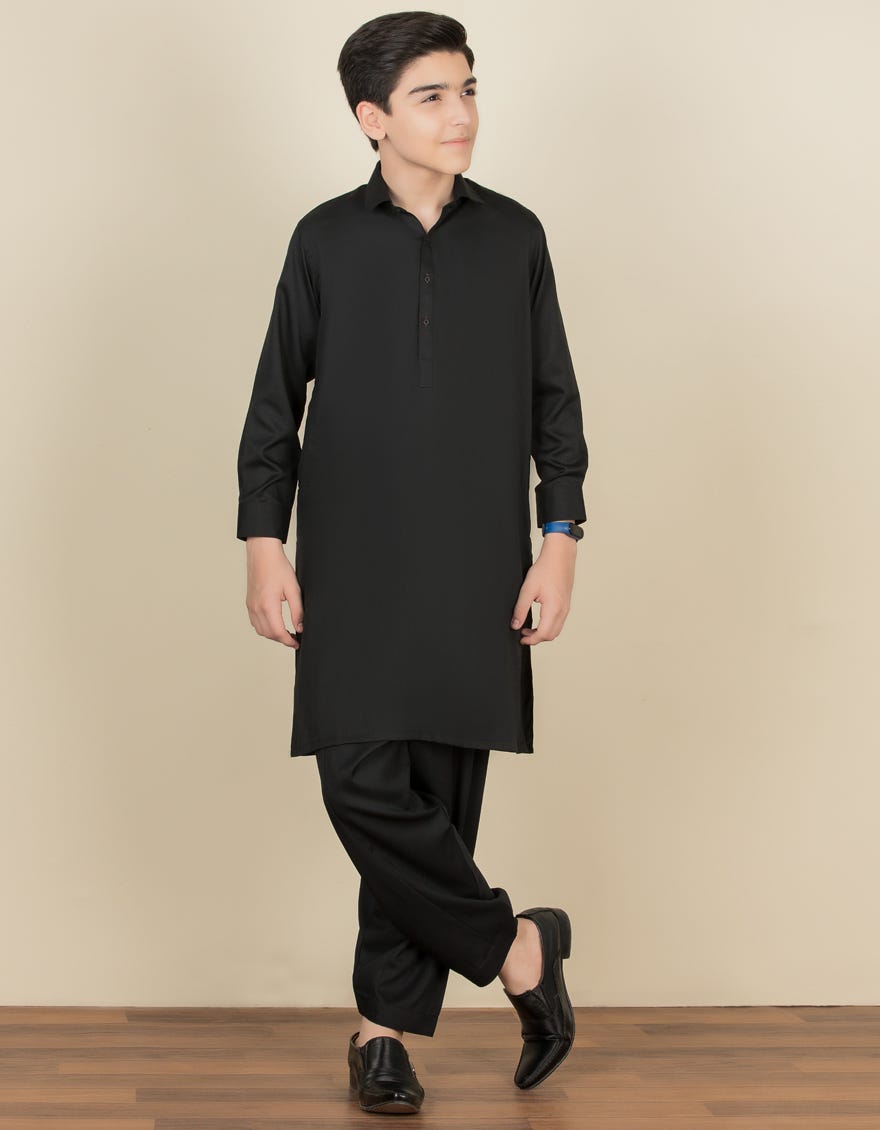 BLACK BLENDED KAMEEZ SHALWAR | JCKS-S-35842-AP