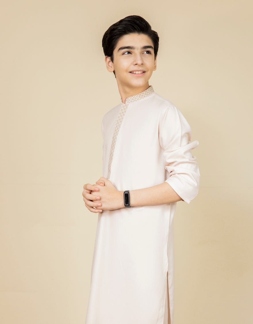 BEIGE BLENDED KAMEEZ SHALWAR | JCKS-A-35847