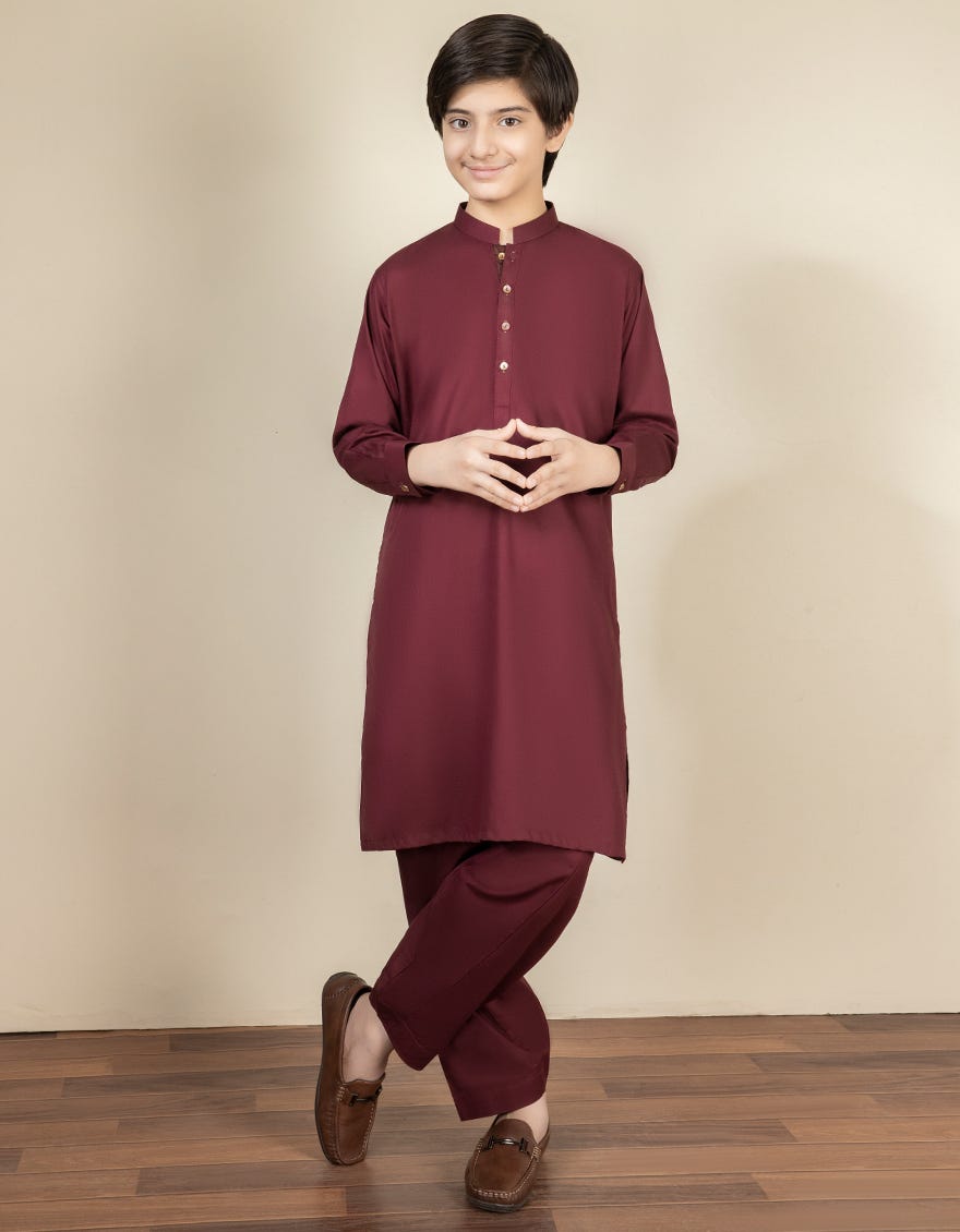 MAROON COTTON KAMEEZ SHALWAR | JCKS-S-35863