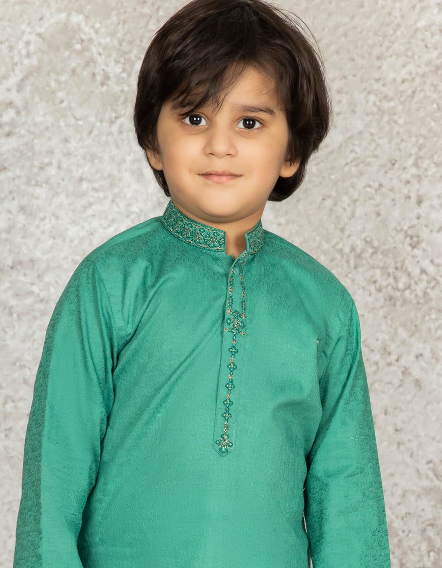 GREEN COTTON KURTA | JCK-S-35869