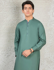 BOTTLE GREEN COTTON KAMEEZ SHALWAR | JTKS-S-35875