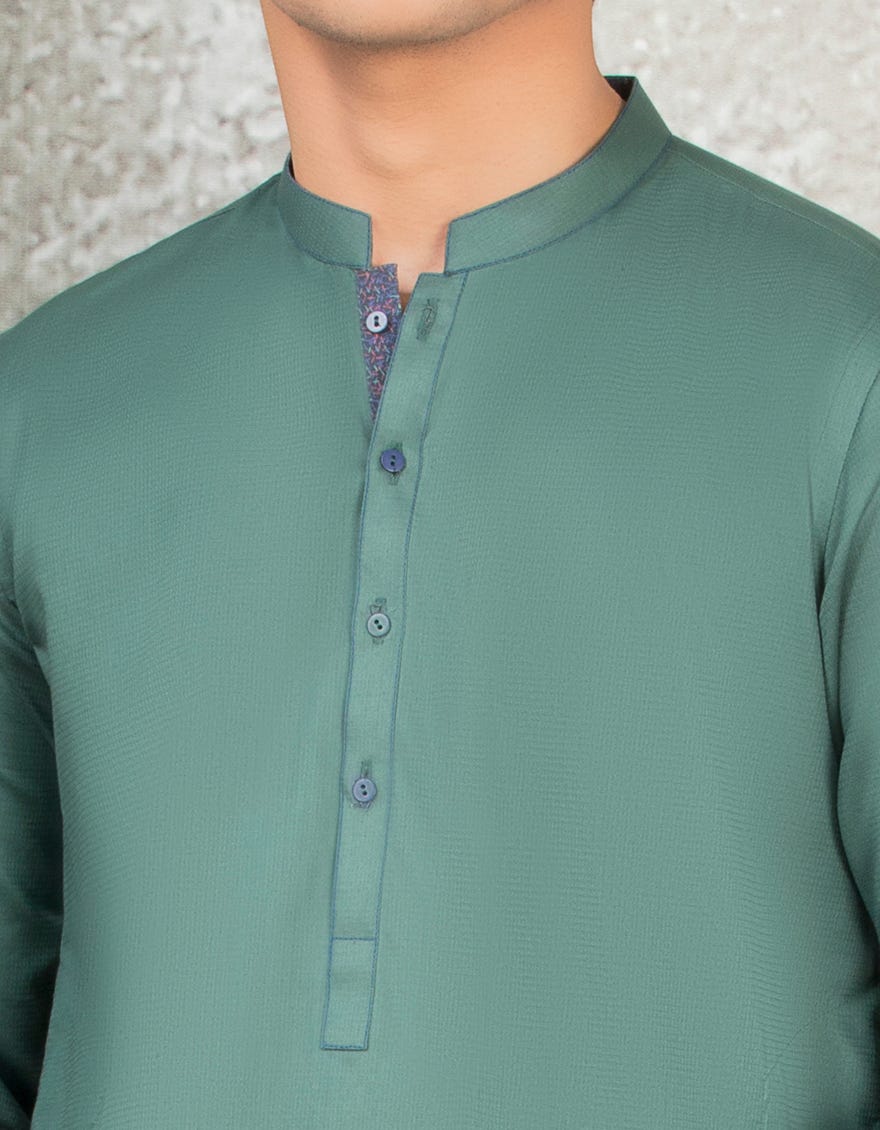 BOTTLE GREEN COTTON KAMEEZ SHALWAR | JTKS-S-35875