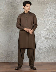 DARK BROWN COTTON KAMEEZ SHALWAR | JTKS-S-35877