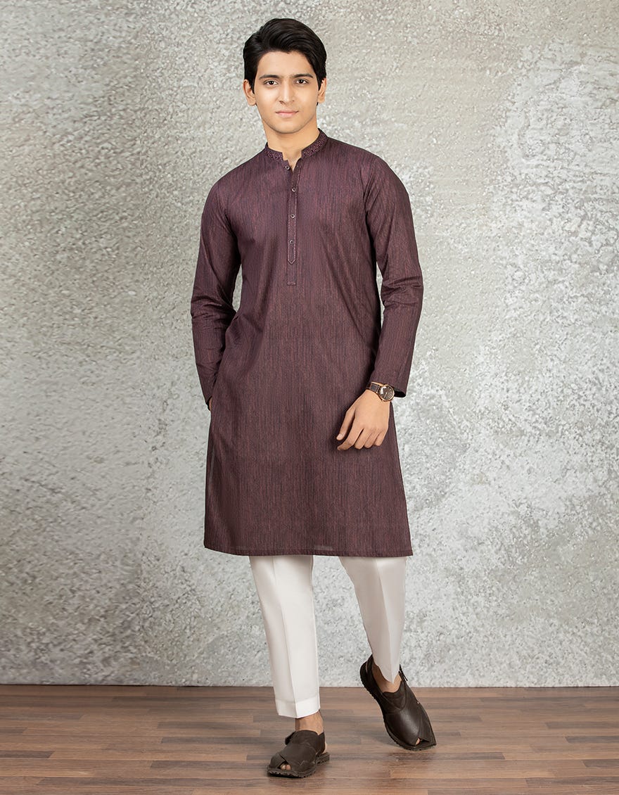 PLUM COTTON KURTA | JTK-S-35889