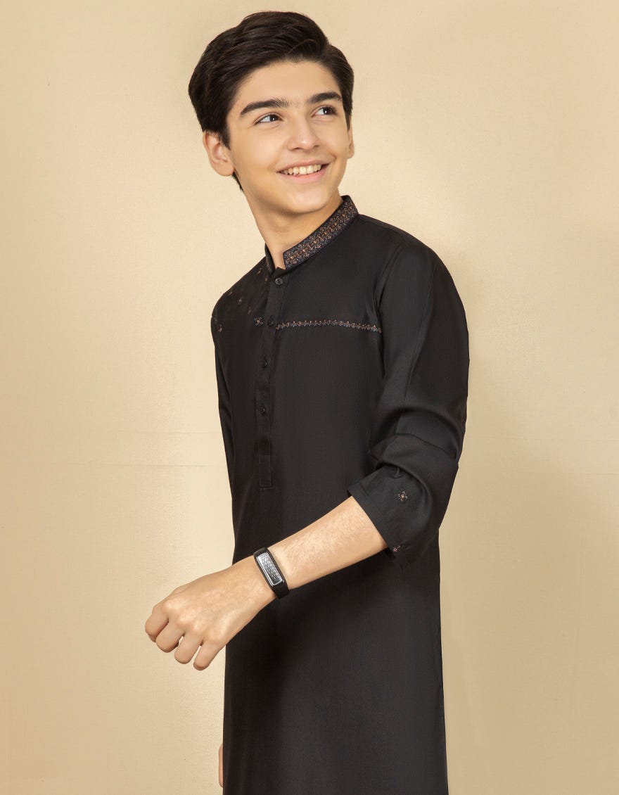 BLACK BLENDED KAMEEZ SHALWAR | JCKS-S-35890
