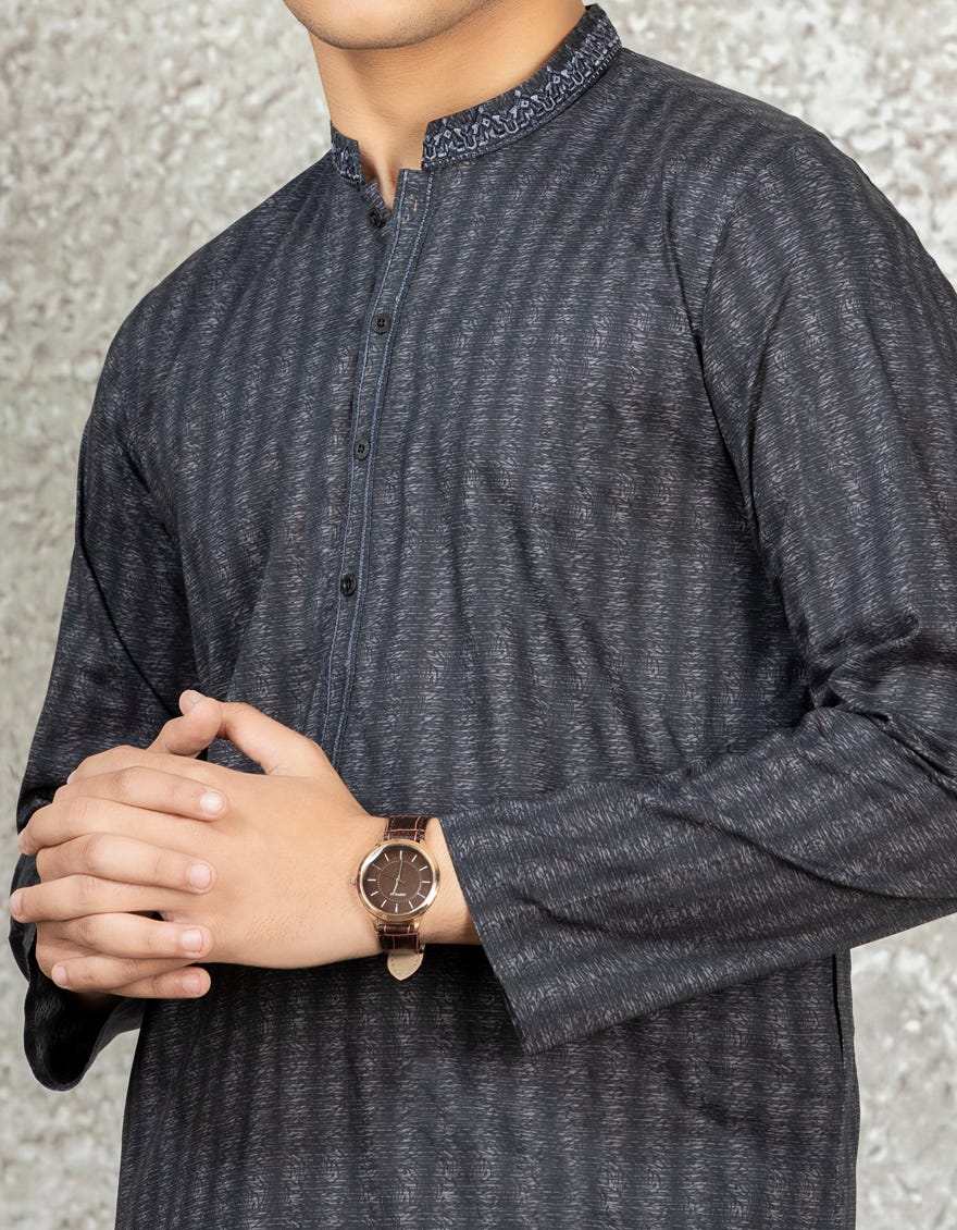 CHARCOAL GREY COTTON KURTA | JTK-S-35891