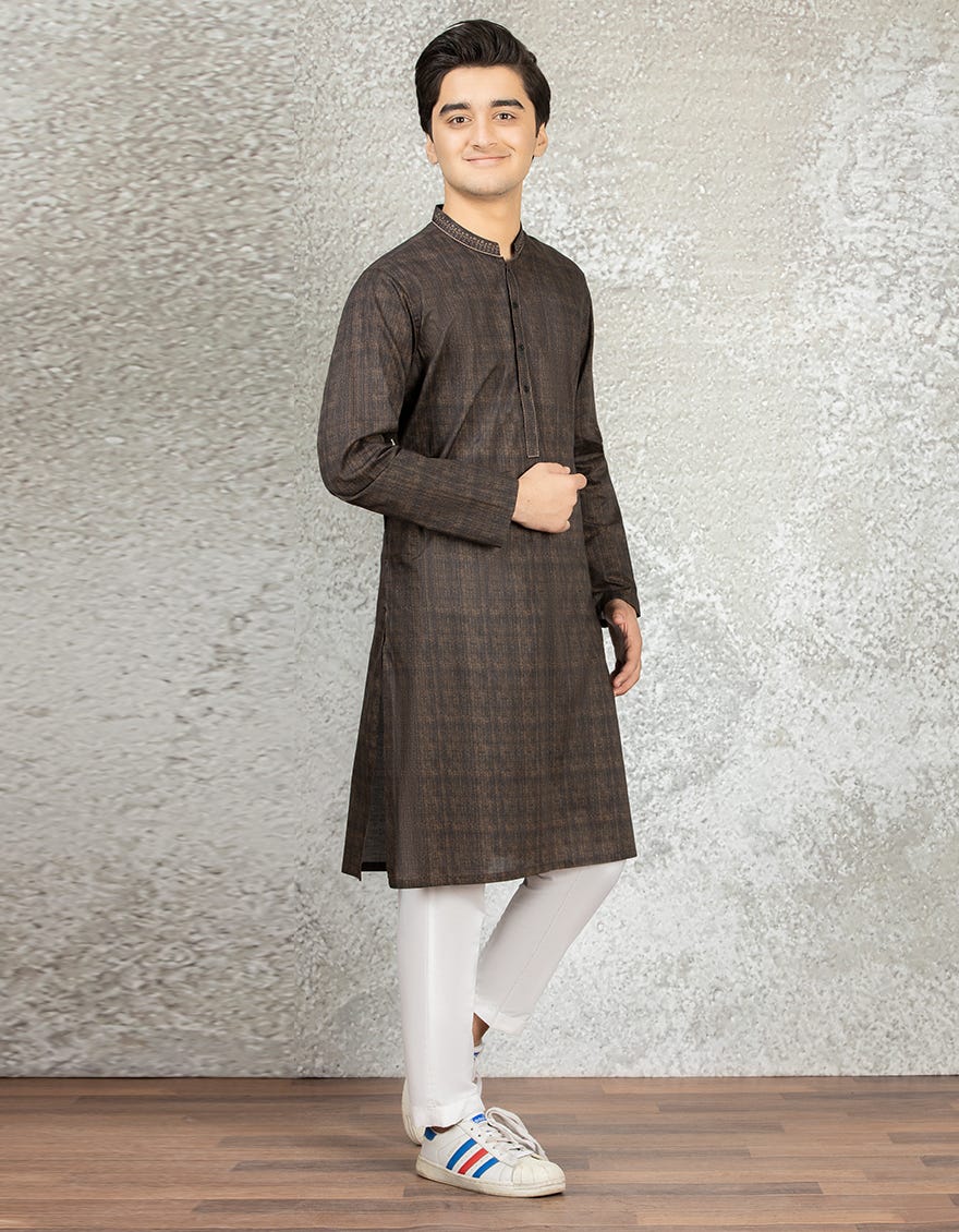 COFFEE BROWN COTTON KURTA | JTK-S-35894