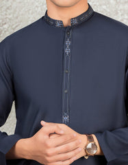 NAVY BLUE BLENDED KURTA | JTK-S-35896