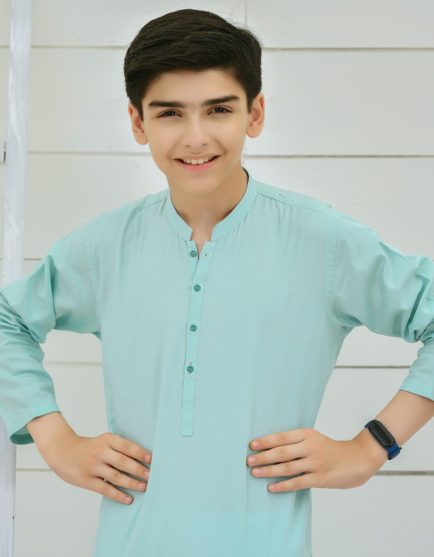 AQUA GREEN COTTON KURTA | JCK-S-35903