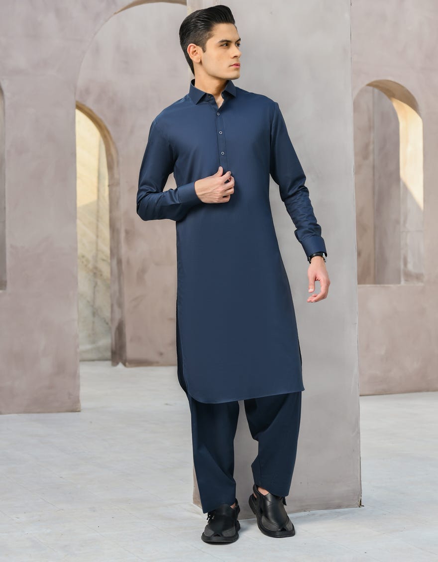 DULL GREY COTTON KAMEEZ SHALWAR | JTKS-S-35904