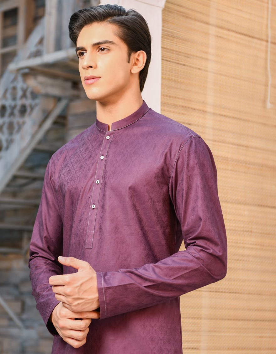 DARK PURPLE COTTON KURTA | JTK-S-35911
