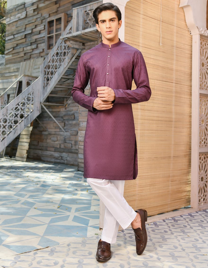 DARK PURPLE COTTON KURTA | JTK-S-35911