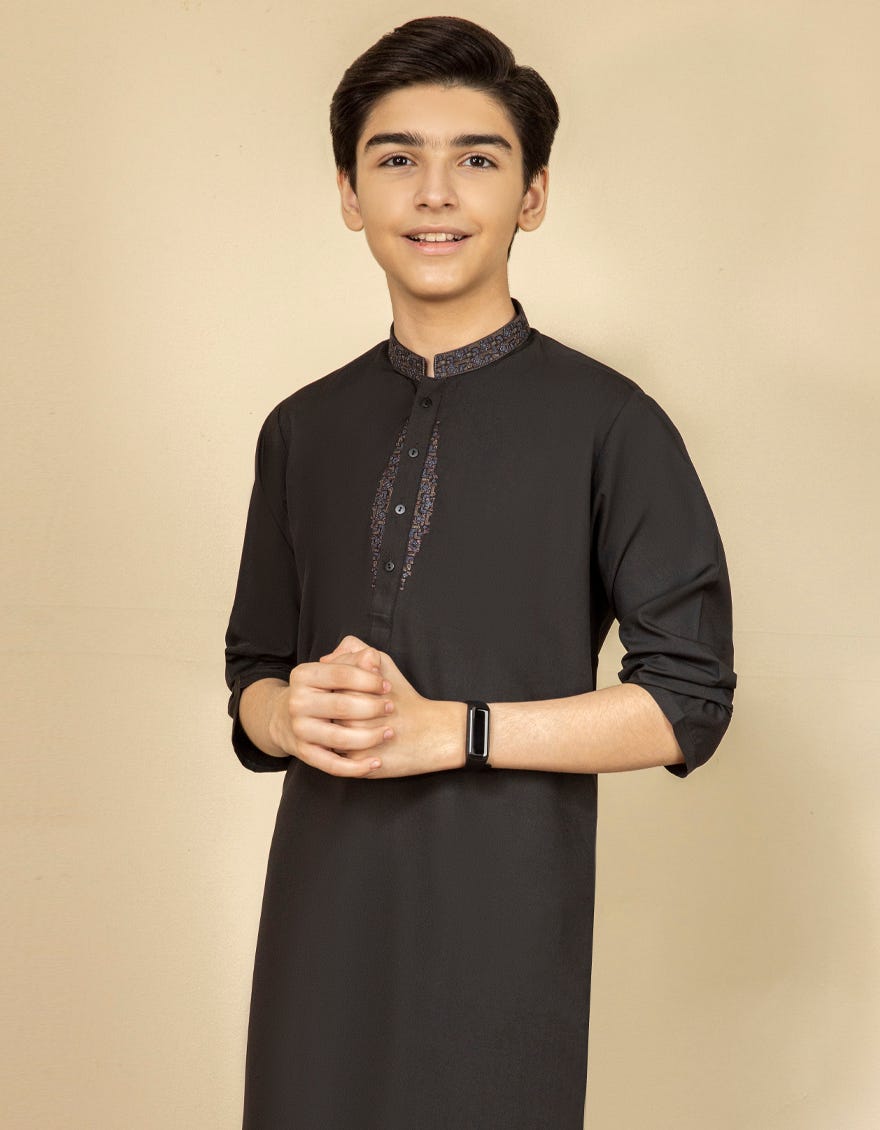 BLACK BLENDED KAMEEZ SHALWAR | JCKS-S-35918