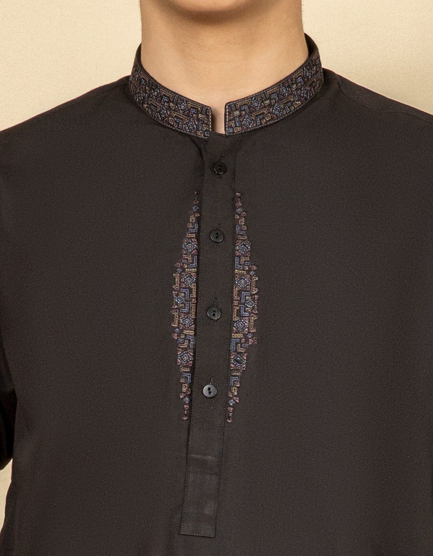 BLACK BLENDED KAMEEZ SHALWAR | JCKS-S-35918
