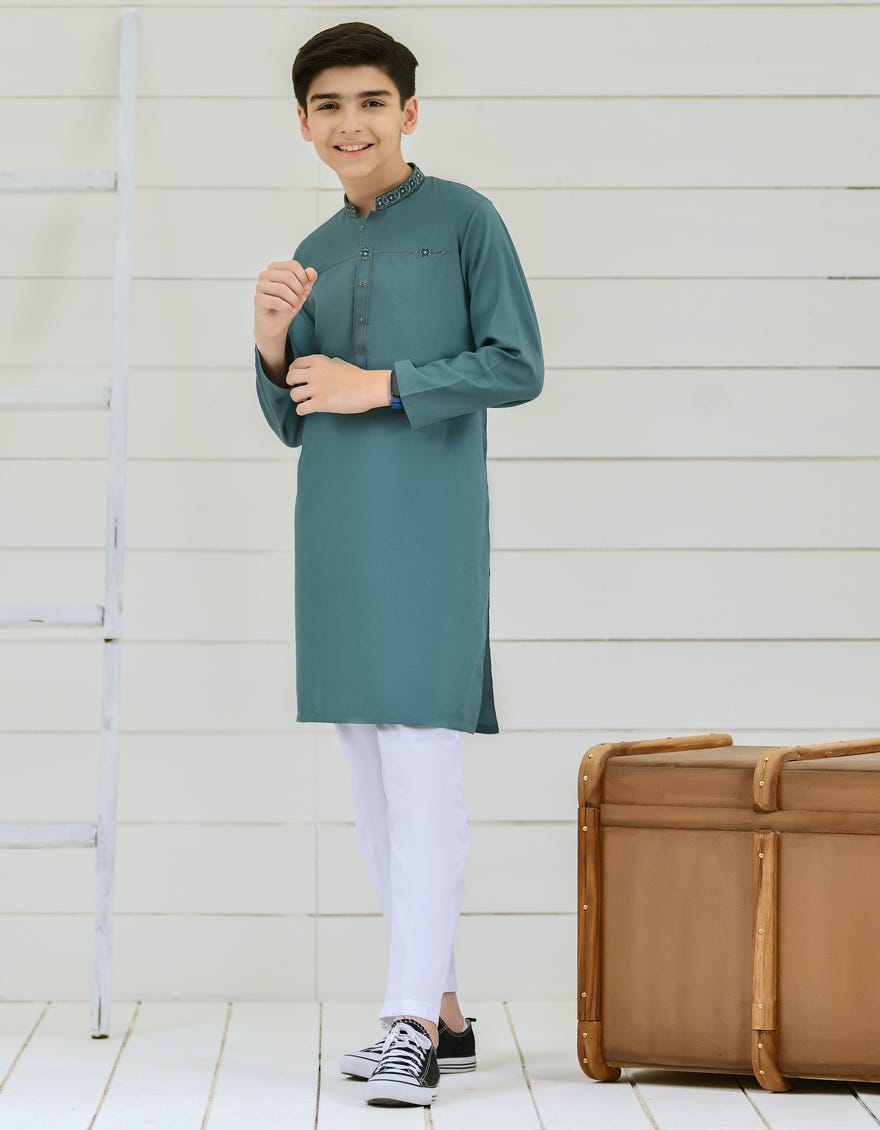 EMERALD GREEN COTTON KURTA | JCK-S-35921