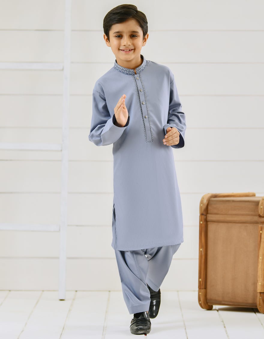 GREISH BLUE BLENDED KAMEEZ SHALWAR | JCKS-S-35926