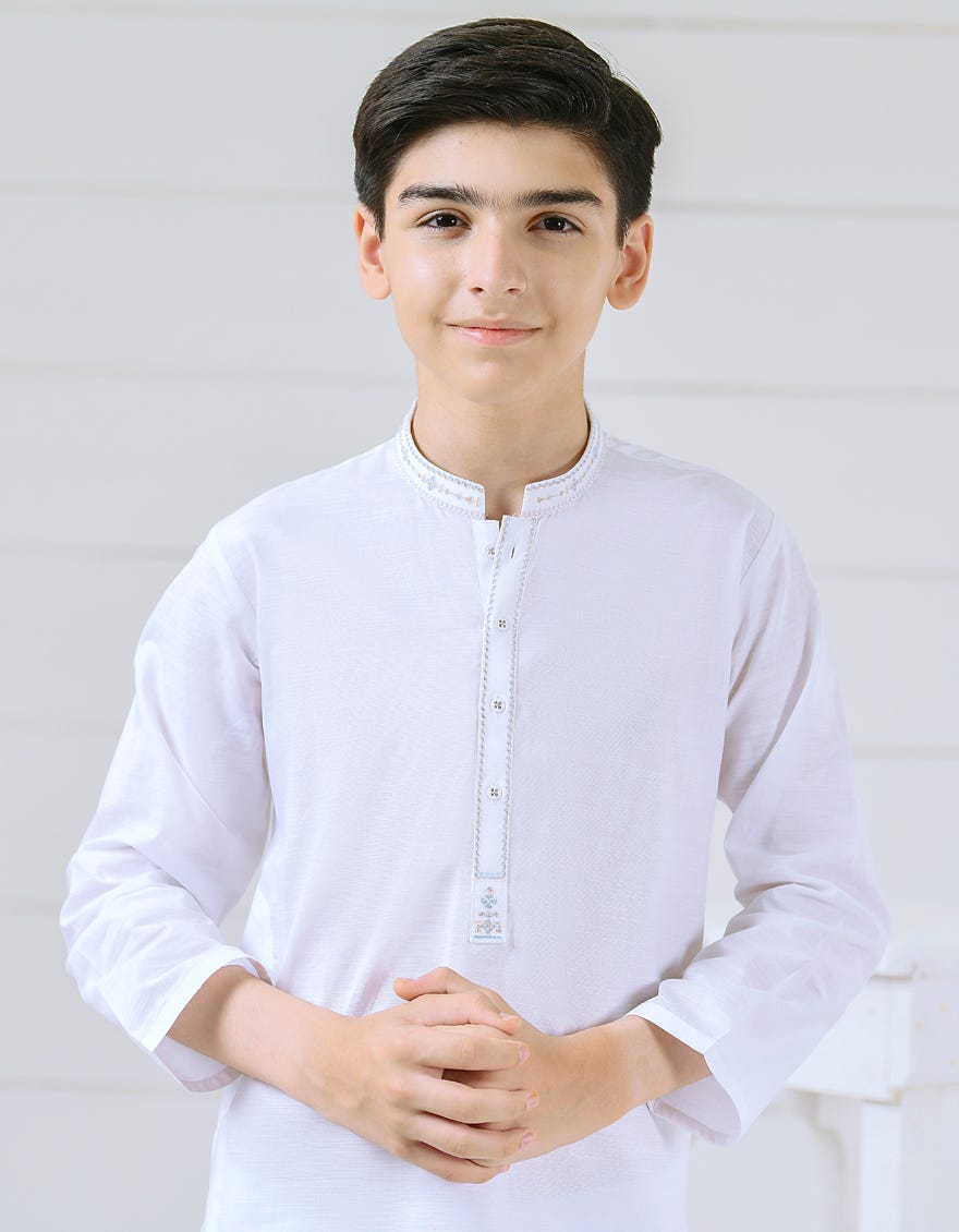 DULL WHITE COTTON KAMEEZ SHALWAR | JCKS-S-35940