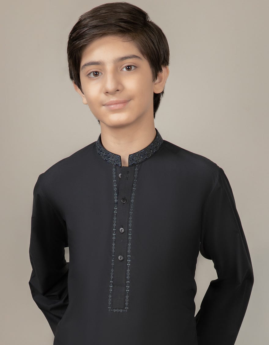 BLACK BLENDED KAMEEZ SHALWAR | JCKS-S-35942