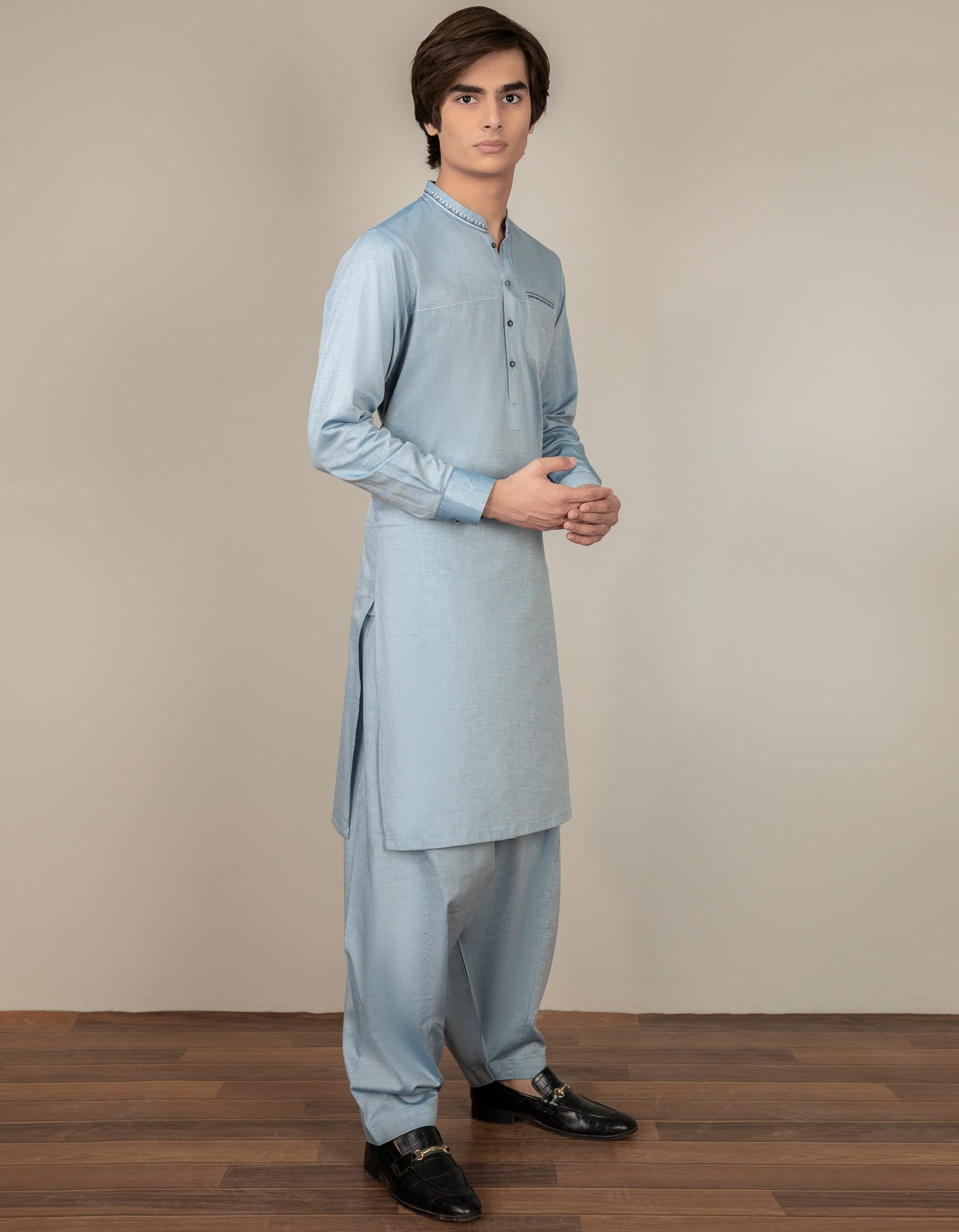 DULL BLUE COTTON KAMEEZ SHALWAR | JTKS-S-35944